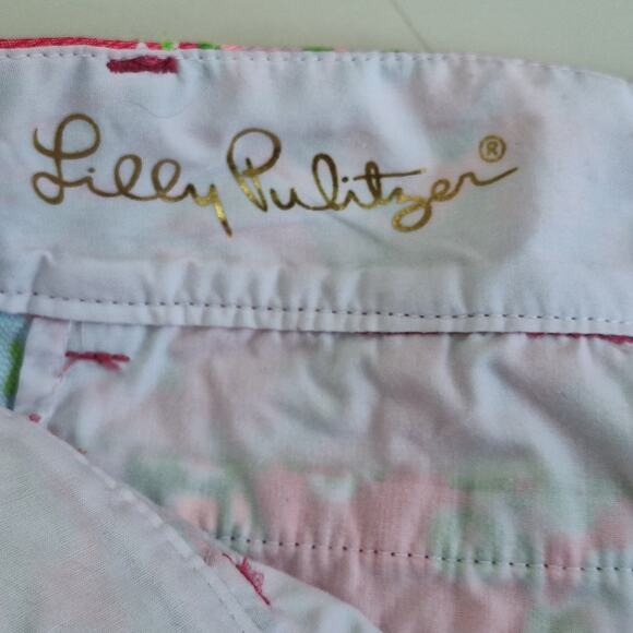 Lilly Pulitzer The Chipper Short Pink Green 100% Cotton Size 0 Summer Vacation - Picture 4 of 10